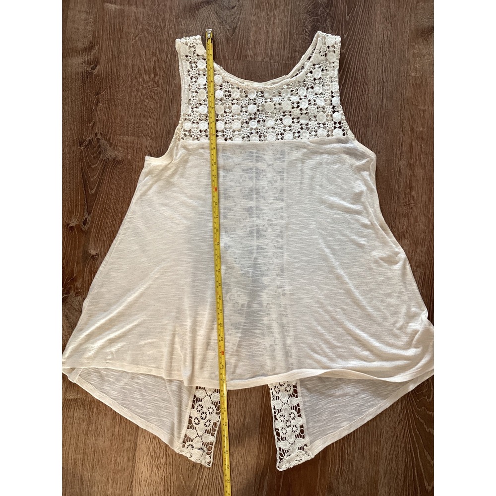 Monteau Cream Crochet Lace Overlay Sleeveless Tunic Top Women's XL L - Picture 6 of 6